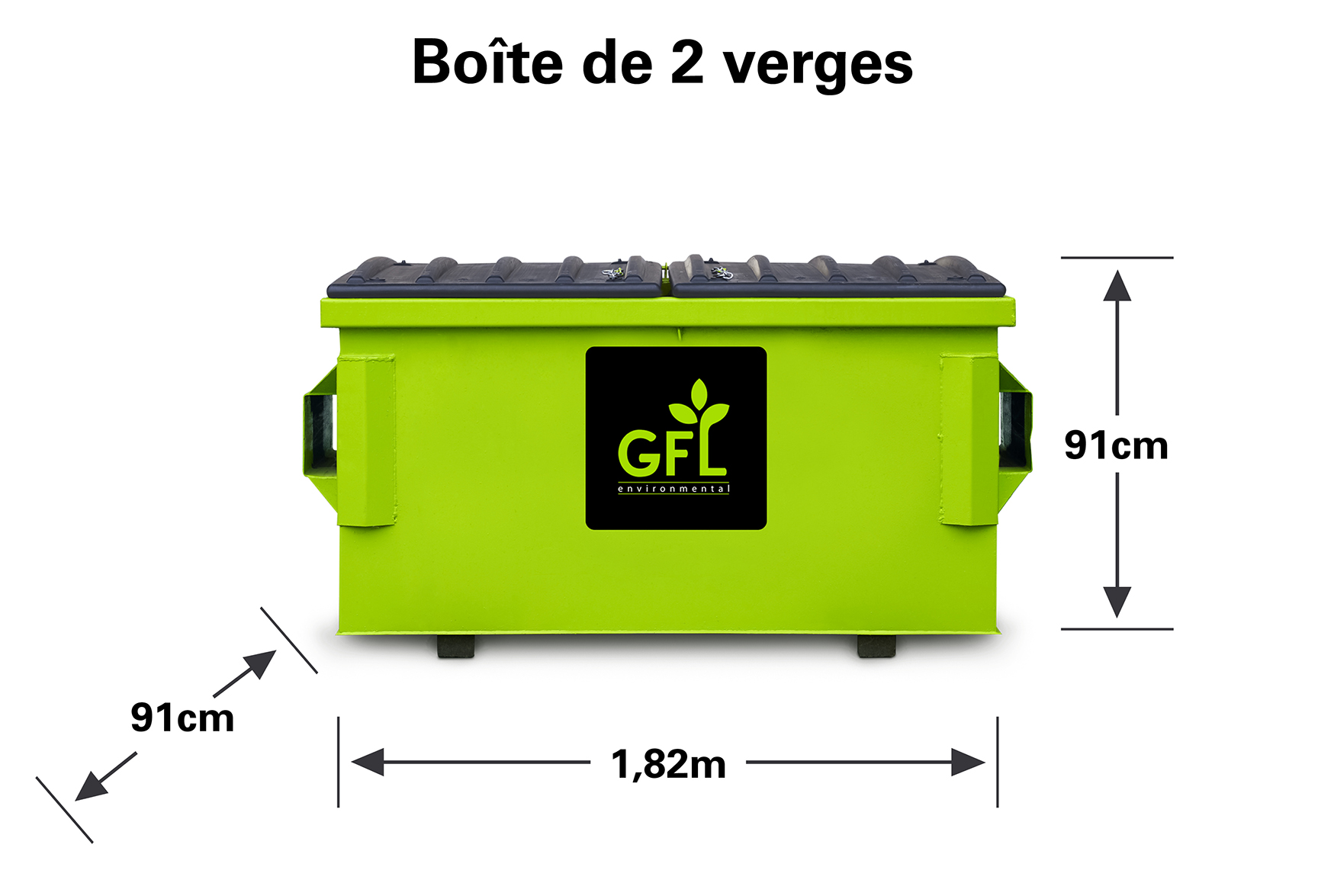 Dumpsters à déchets de deux verges