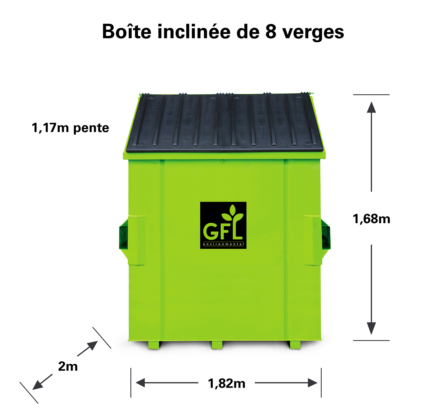 Dumpsters à bennes à ordures en biseau de 8 verges