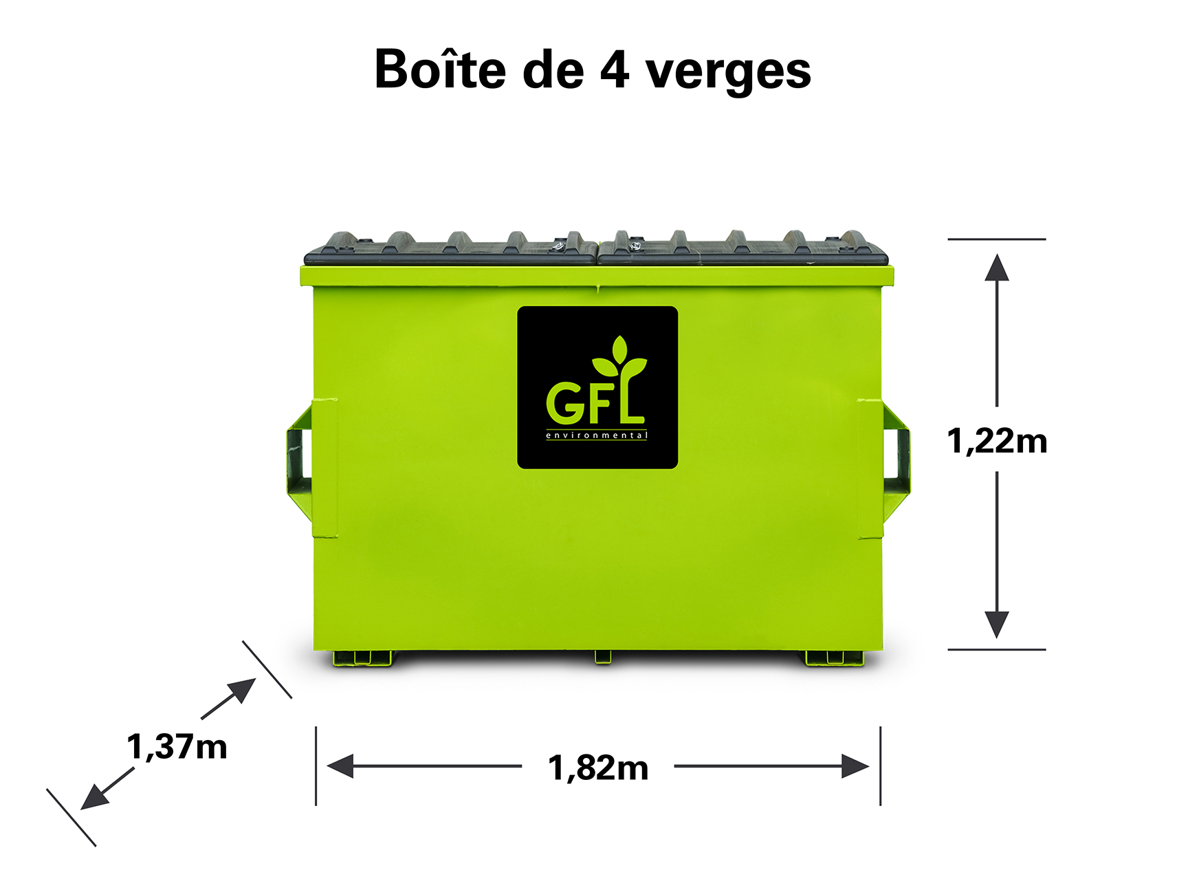Boîte de recyclage mélangée de quatre verges