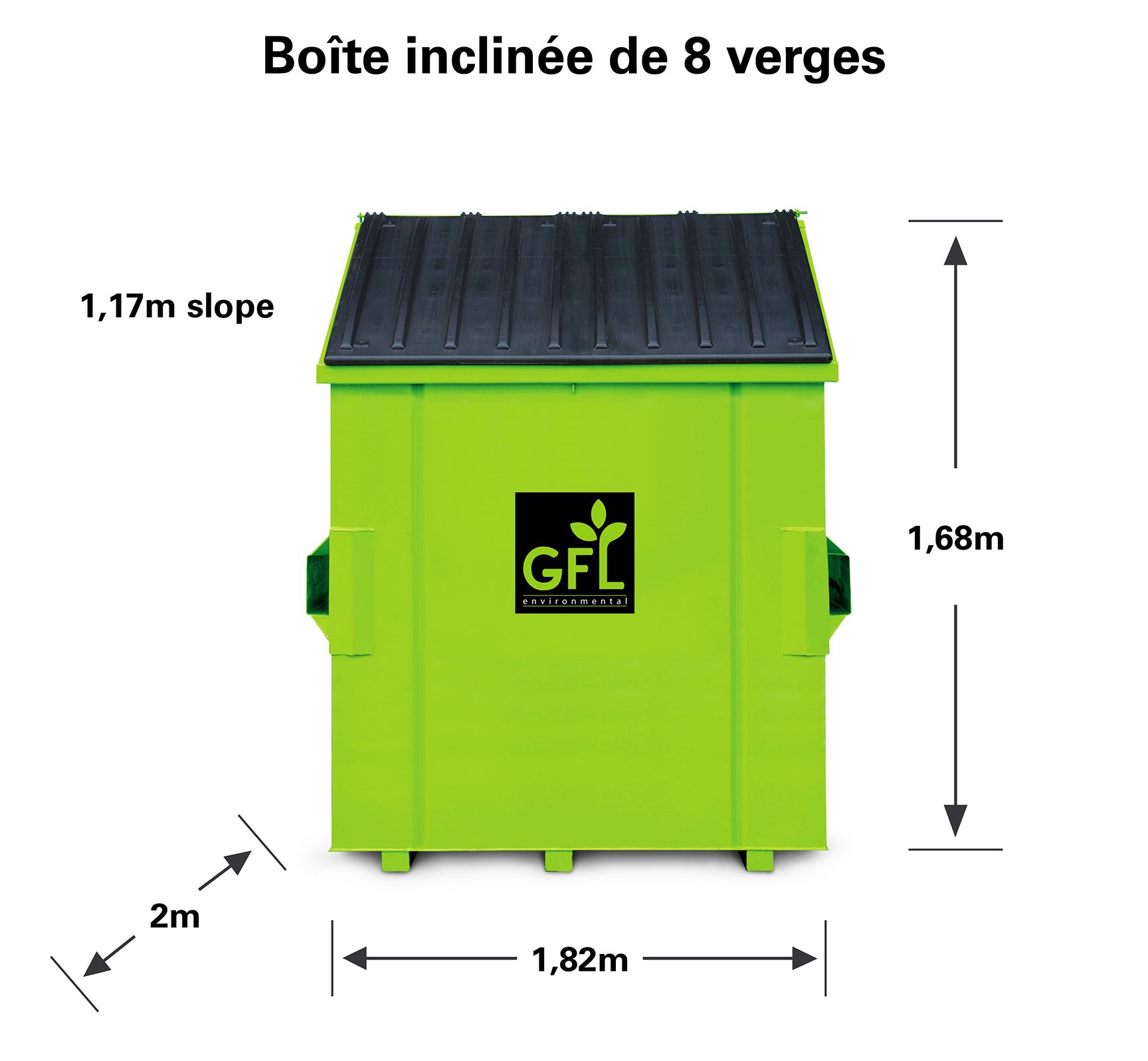 Business Solid_8 Yard Slant Commingle_FRE Boîte de recyclage à tête oblique de 8 verges